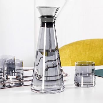 北歐梯形冷水壺玻璃家用大容量涼水杯子泡茶壺套裝扎壺冷泡果汁壺
