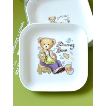 韓國進口戴尼小熊零食吐骨頭盤碟子家用小餐桌卡通創意垃圾餐盤子