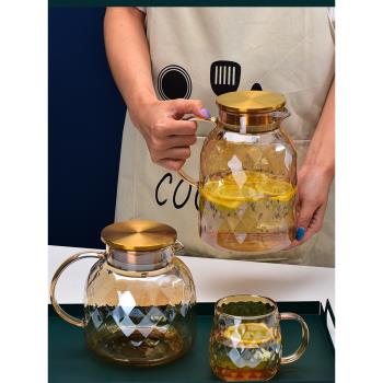 冷水壺玻璃耐高溫北歐家用涼水杯大容量泡茶壺涼水壺套裝