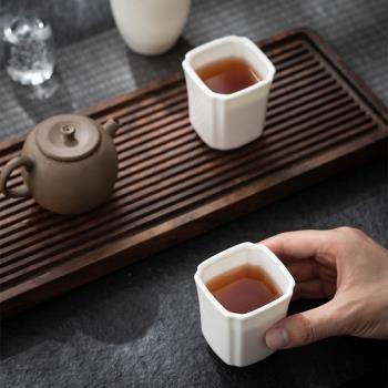 羊脂玉品茗杯單個茶杯陶瓷主人杯白瓷個人杯家用喝茶茶盞中式茶具