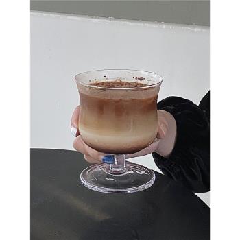 無鉛水晶矮腳杯300ml酒吧調酒雞尾酒杯ins創意咖啡杯拿鐵杯甜品杯