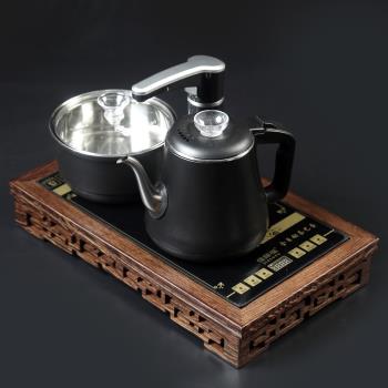 全自動上水茶具燒水壺泡茶專用茶臺茶盤茶桌電磁爐架子實木嵌入式