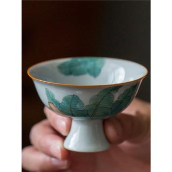 手工復古釉下彩青花品茗杯陶瓷