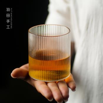 日式豎紋玻璃杯 ins個性水杯咖啡啤酒杯威士忌創意茶杯男女家用杯