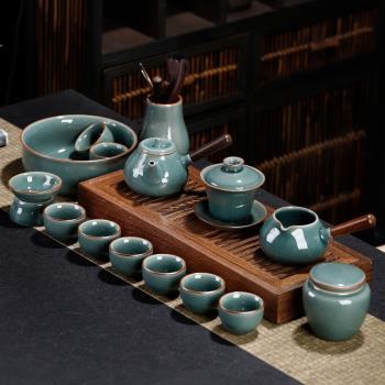 哥窯功夫茶具套裝家用高檔辦公會客輕奢中式陶瓷茶壺茶杯整套泡茶