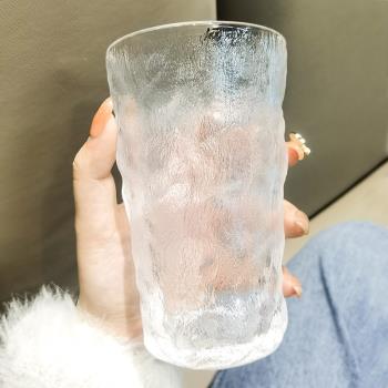 北歐ins簡約極凍冰川玻璃杯水杯威士忌紅酒杯果汁咖啡杯樹皮紋杯