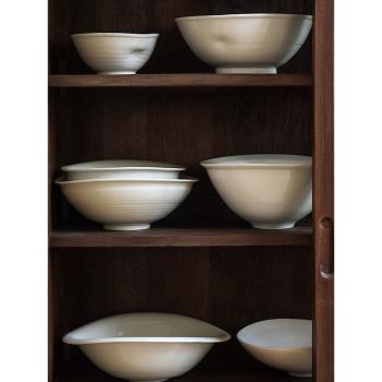 九土日式陶瓷餐碗家用米飯碗大湯面碗草木灰手工復古餐具創意菜碗