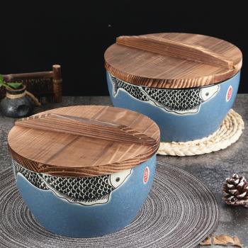 中式創意陶瓷大號碗帶蓋缽缽雞大碗冷吃串串展示盆家用和面盆復古