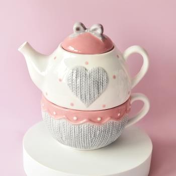 美式創意茶壺咖啡杯壺套裝 陶瓷水壺花茶具子母壺一人杯壺帶濾孔