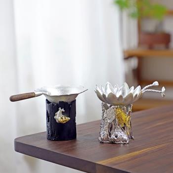 純錫茶濾手工茶葉過濾網樹葉茶漏濾茶器創意茶隔功夫茶具配件