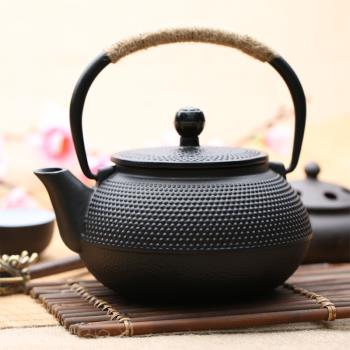 小丁鐵壺0.6L鑄鐵茶壺復古茶具日式無涂層鐵瓶小容量泡茶燒水壺