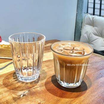 ins風條紋冰拿鐵美式咖啡杯 澳白杯拉花透明耐冷熱Dirty玻璃杯