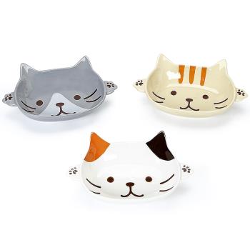 日式立體陶瓷貓爪雙耳深盤創意貓耳貓臉造型兒童水果盤餐個性餐具
