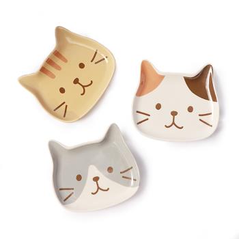 日式立體貓咪陶瓷碟個性可愛兒童蛋糕碟創意零食味碟貓臉點心小碟