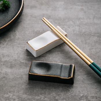 中式陶瓷筷子托枕家用長方筷架兩用筷子架輕奢勺子托擱筷子托創意