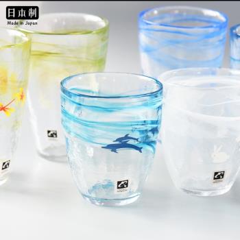 日本進口創意水杯月夜野工房手工制海豚日式可愛動物水杯玻璃杯子