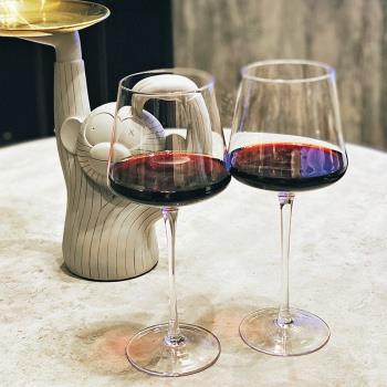 一對方形大肚紅酒杯超薄水晶勃艮第酒杯家用高腳杯子輕奢葡萄酒杯