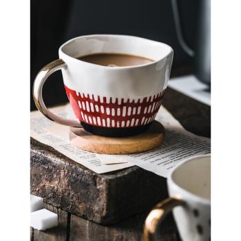 水杯陶瓷馬克杯咖啡杯復古手繪美式早餐杯燕麥杯大肚牛奶杯耐高溫
