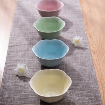 五色創意日式梅花餐具陶瓷碗家用飯碗湯碗大面碗可愛水果碗沙拉碗