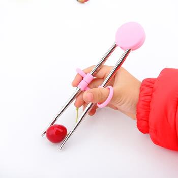 304不銹鋼兒童筷子一段訓練筷2到5歲家用小孩寶寶學習二段練習筷