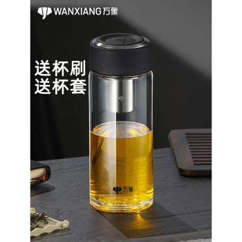 永珍單層玻璃杯帶蓋男女士透明水杯加厚耐熱大容量泡茶杯水晶杯子