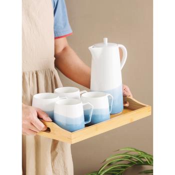 冷水壺陶瓷涼水壺水杯套裝家用創意耐高溫大容量北歐日式夏季杯具