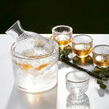 日式清酒壺套裝玻璃黃酒溫酒器家用一兩白酒杯梅子酒杯果酒一口杯