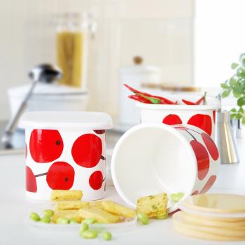 ZAKKA出口日本琺瑯搪瓷保鮮碗收納飯盒冰箱碗儲物帶蓋方形密封罐