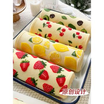 蛋糕卷印花紙圖紙彩繪圖案櫻桃檸檬草莓烤盤28*28烘焙模具專用紙