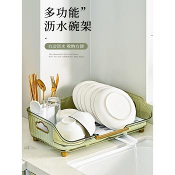 放碗架瀝水架廚房碗碟盤碗筷收納盒水槽旁餐具置物架濾水籃晾碗架
