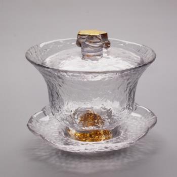 大茶杯日式耐熱透明加厚金山玻璃