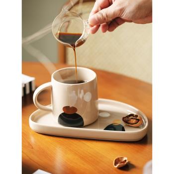 馬克杯陶瓷家用咖啡杯碟高顏值早餐牛奶杯下午茶點心盤ins風套裝
