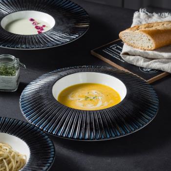 一亨北歐家用2021新款早餐陶瓷餐具西餐牛排托盤壽司甜品草帽湯盤