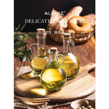 alanizoily玻璃木塞油壺簡約油罐精致家用油瓶香油醬油瓶橄欖油壺