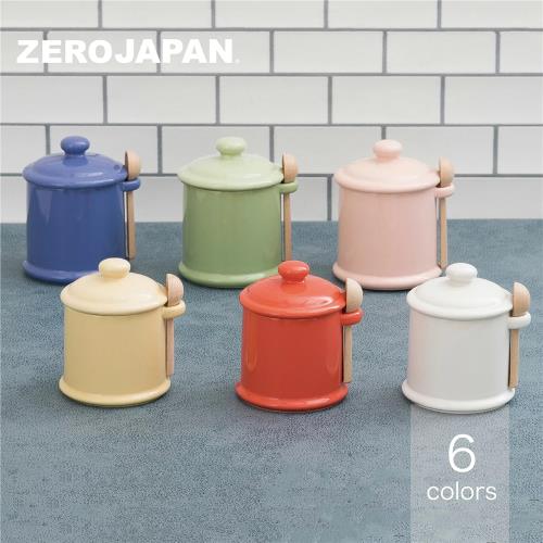 日本進口zerojapan美濃燒陶瓷密封咖啡鹽糖食品調料罐帶木勺300ML