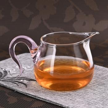 玻璃公道杯圓肚公杯菩提葉茶漏過濾網套裝耐熱茶海茶具精致分茶器