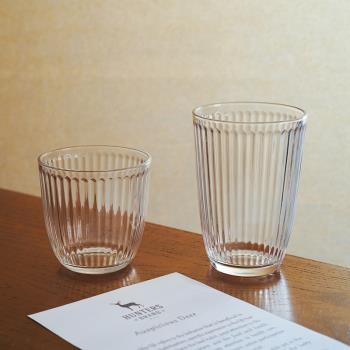 復古歐式簡約線條透明家用玻璃杯