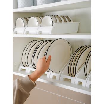 日本進口碗盤收納架碟架廚房櫥柜碗碟瀝水置物架立式塑料置碗架