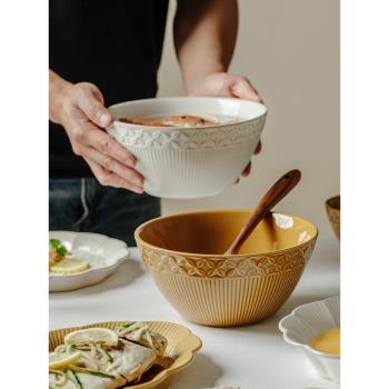日式湯碗湯盆面碗大號復古家用陶瓷ins風北歐單個碗碟高顏值套裝