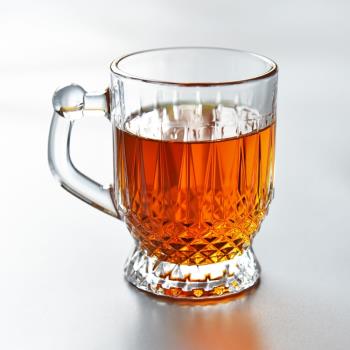 進口復古小號透明玻璃杯水杯烈白酒杯咖啡果汁茶杯帶把手小把杯子