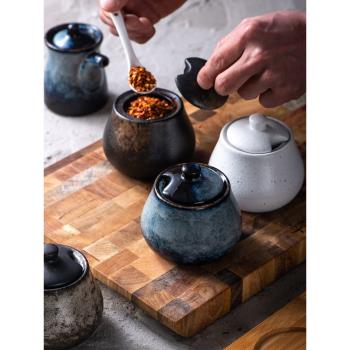 日式調味罐套裝組合裝家用廚房裝鹽罐調料盒調料罐子陶瓷辣椒罐