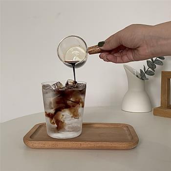 ins簡約輕薄款透明玻璃杯咖啡廳冰拿鐵咖啡杯檸檬水杯飲料杯耐熱