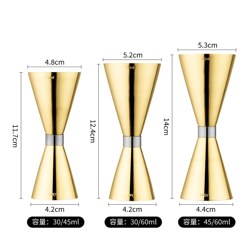 不銹鋼調酒量杯盎司杯量酒器帶刻度雞尾酒調酒杯酒吧用具金腰量杯|調酒