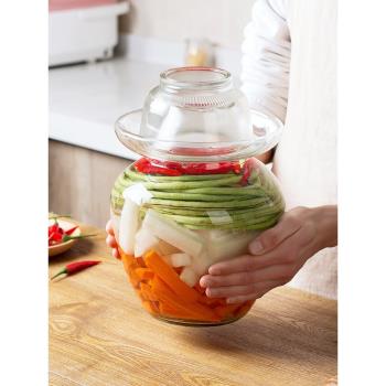 居家家 透明玻璃泡菜壇子廚房加厚腌制罐 家用腌菜壇咸菜缸密封罐