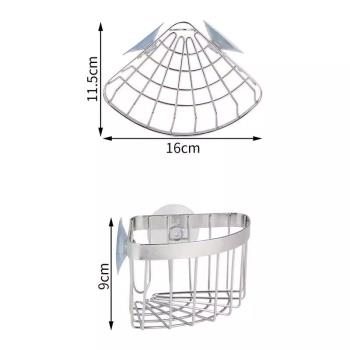 304不銹鋼廚房水槽轉角收納籃浴室吸盤置物架三角形免打孔瀝水架