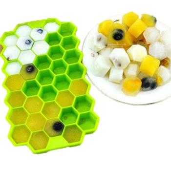 DIY蜂巢帶蓋冰格模具 硅膠帶蓋制冰盒 創意冰模模具37格冰格
