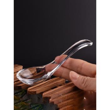 水晶勺子 家用燕窩勺子廚房用品無鉛耐熱透明玻璃湯勺甜品調羹勺