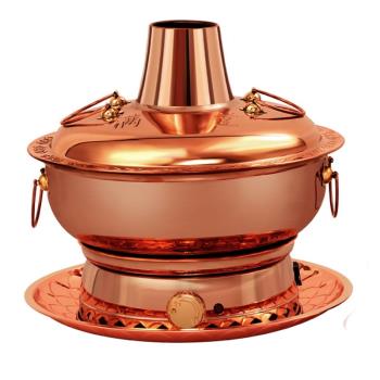 銅火鍋純紫銅分體式雙底座電碳兩用家用插電老式木炭純銅銅鍋鍋具