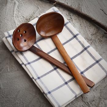 日式手工制作木質火鍋漏勺