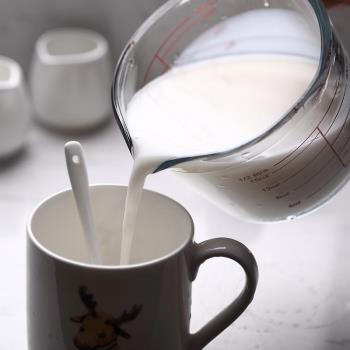 桔梗家 鋼化玻璃耐高溫帶刻度量杯微波爐烤箱專用熱牛奶杯子兒童